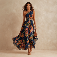 Celeste | Floral Maxi Dress with One-Shoulder Design
